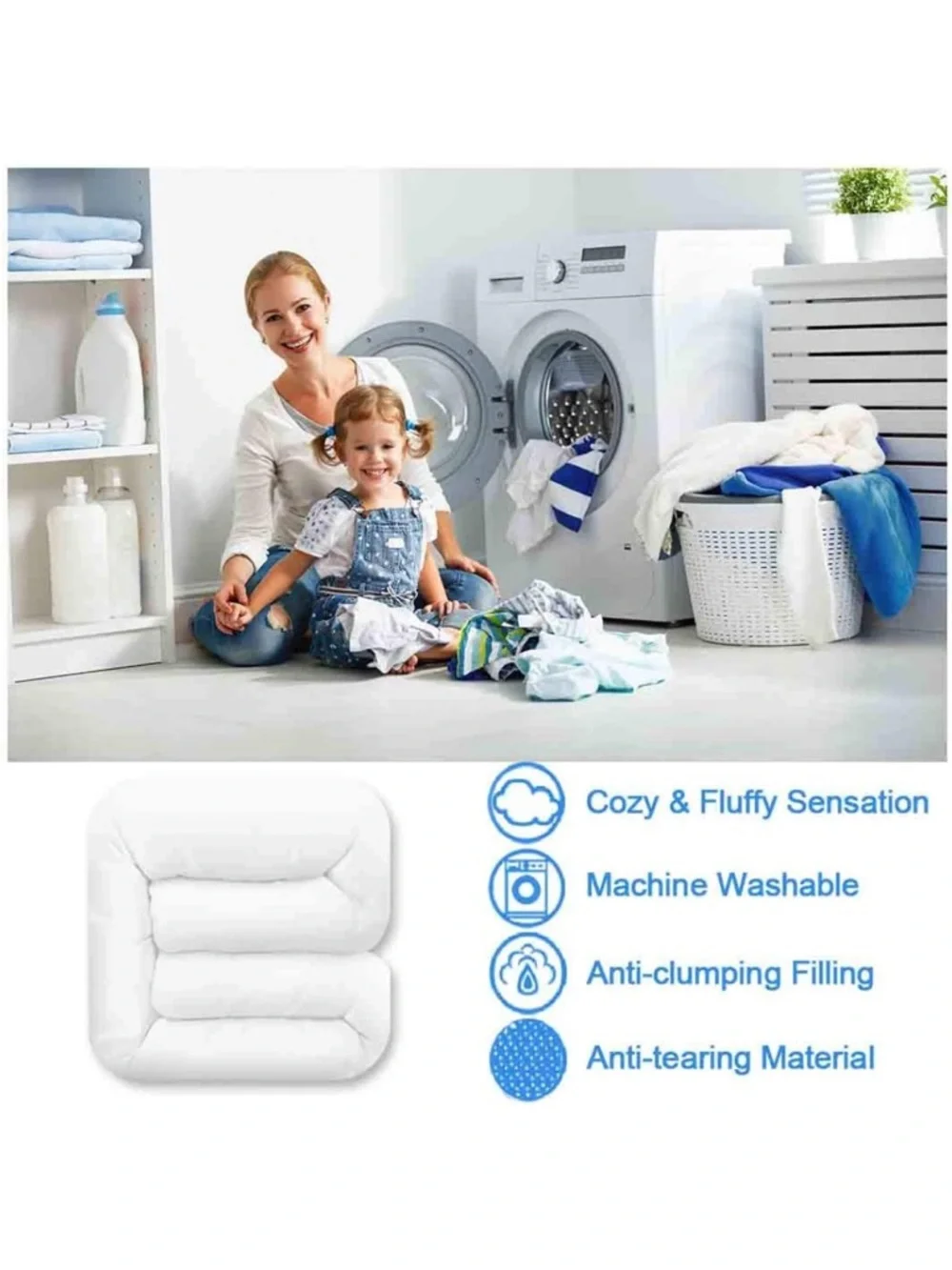 Queen White Plush Down Alternative Comforter